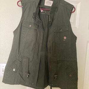 Ashley By 26 International Olive Vest with Pink Detail